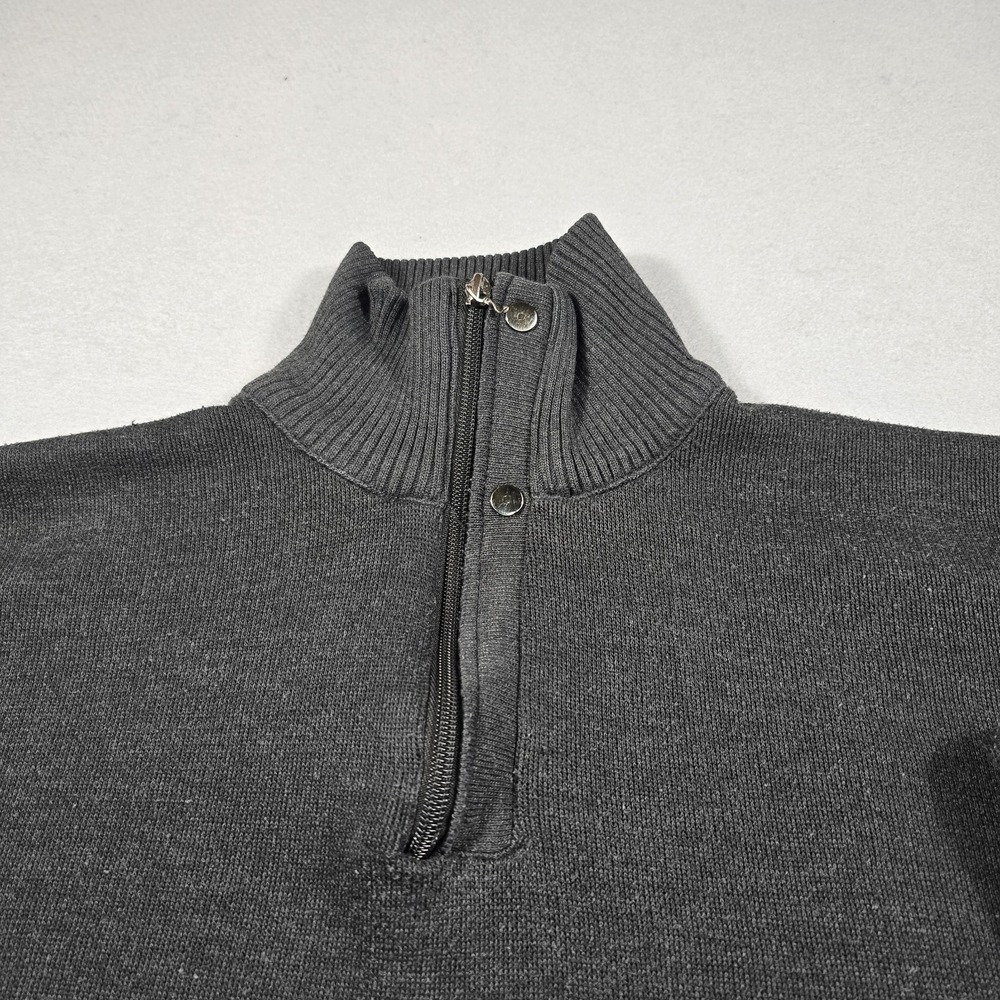 East River Mens Large Gray Sweater Quarter‎ Zip Mock Neck Vintage Knit Pullover - Picture 3 of 10